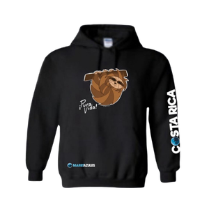 Sudadera negra con capucha y diseño estampado, perfecta para actividades deportivas